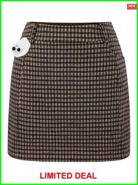 High Waist Plaid Mini Skort with Pockets Women's Pencil Skirt Shorts